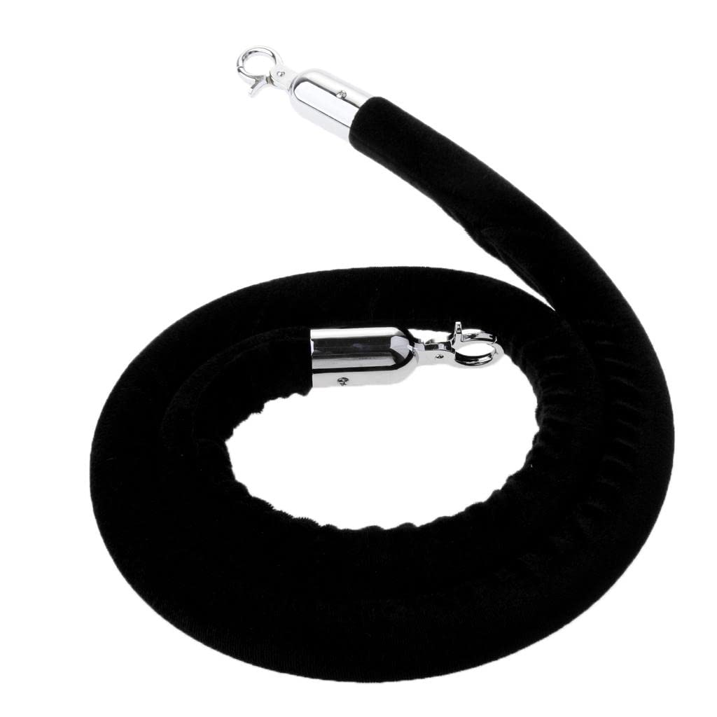 Samtkordel für Absperrständer, Farbe schwarz, Karabiner Edelstahl