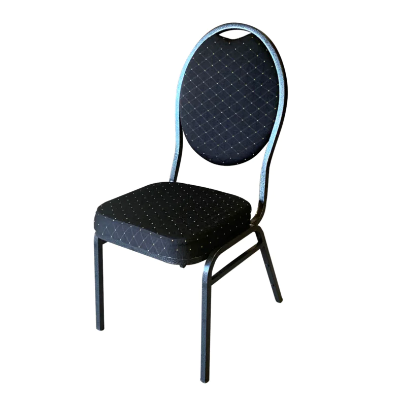 Bankettstuhl Lugano stapelbar, schwarz mit goldenen Rauten