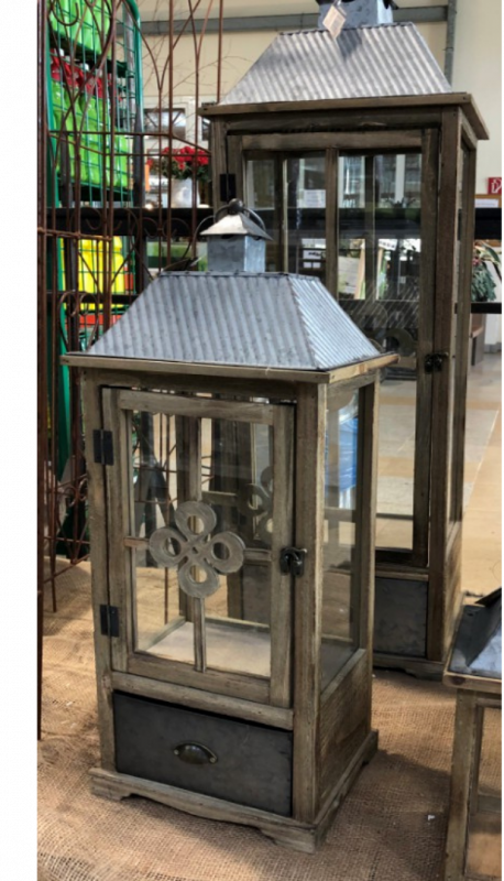 Deko Holzlaterne L 26,5 x B 20,5 x H 67,5 cm