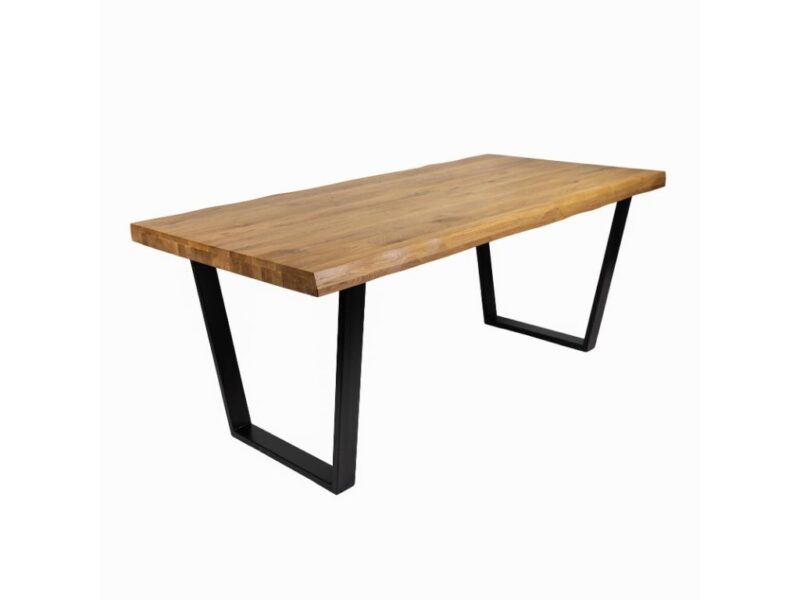 Tisch Alpin mit Baumkante 180cm , Tischfuß V-Form